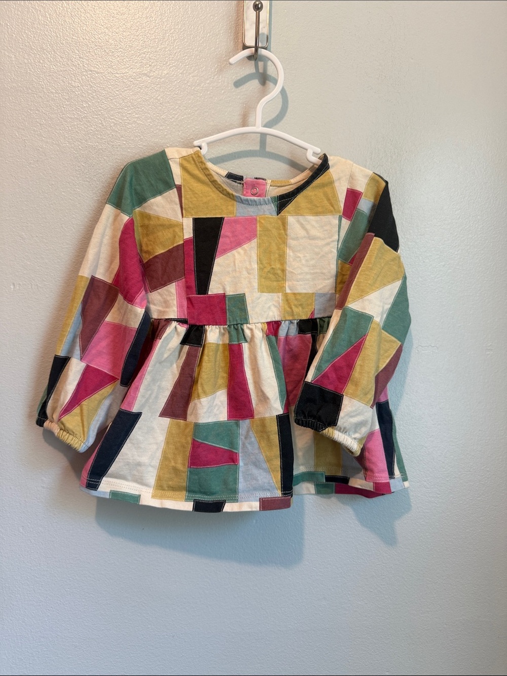 Tea Collection 18 - 24 Month Geometric Print Long Sleeve Cotton Top Multicolor